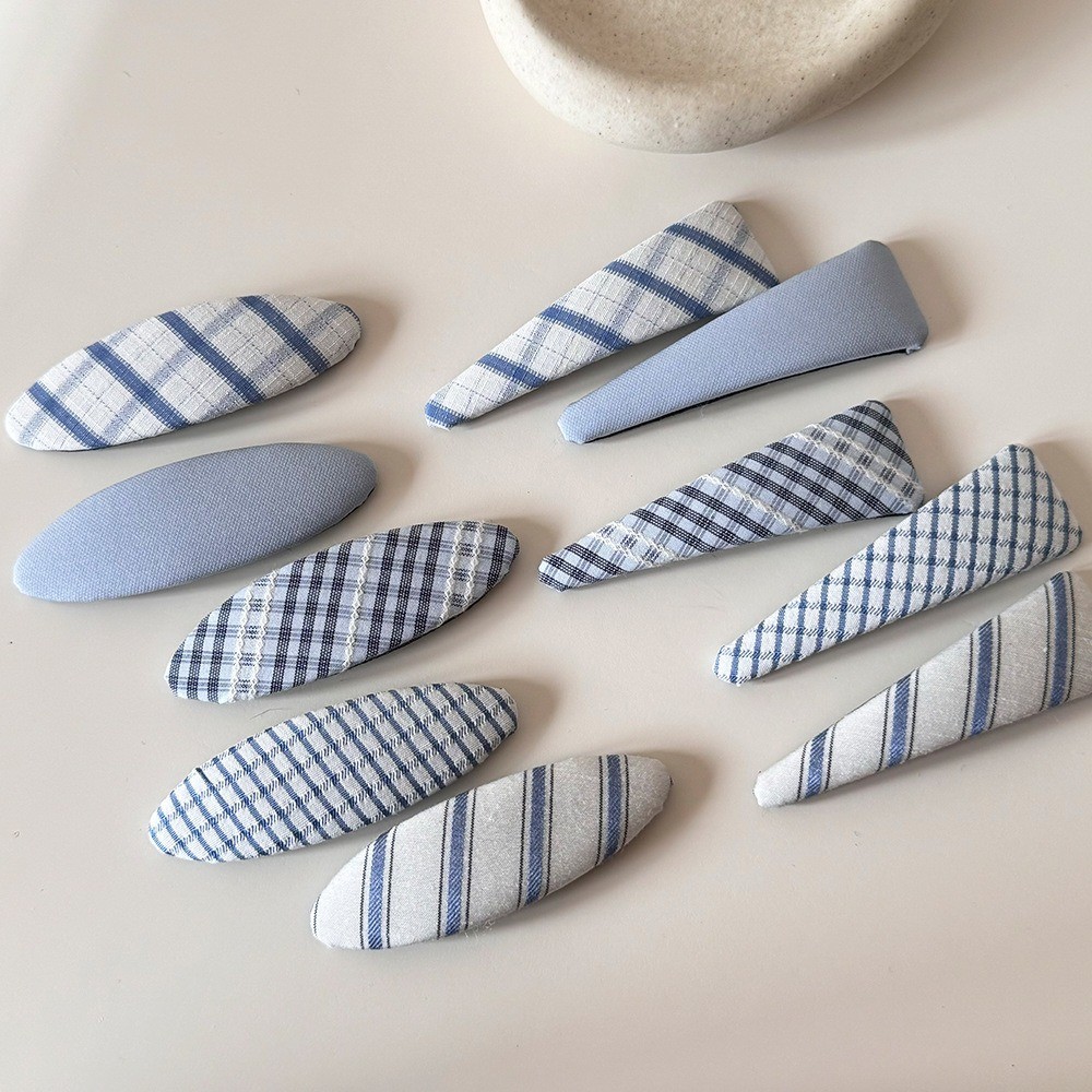 Moouga/Blue Retro Plaid Hair Clip Sweet Niche Side Bangs Clip bb Clip Broken Hair Clip
