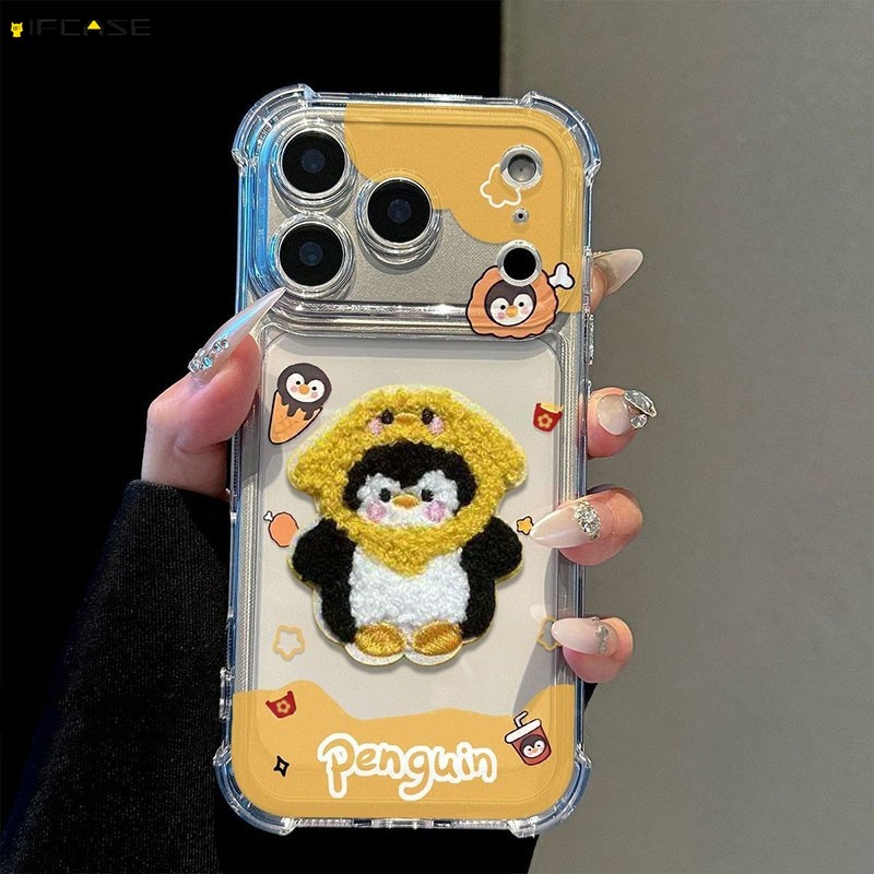 For Infinix Hot 70 60 60i Smart 20 10 Plus Note Edge 60 Pro 50X 50S GT 30 Pro Itel A55 A27 P17 Pro Phone Case 3D Plush Embroidery Penguin Chick Star Cute Cartoon Casing Case Cover