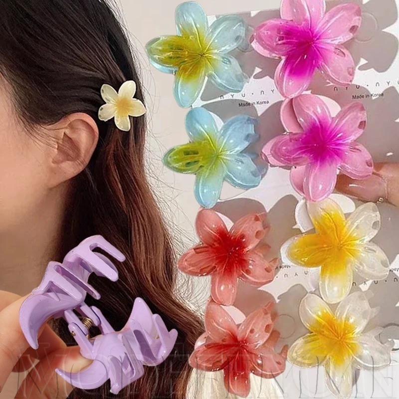 [Fast Delivery]Women Mini Egg Flower Hair Claw - Girls Summer Gradient Floral Grab Clip - Korean Fashion Sweet Cute - Seaside Vacation Bangs Barrettes - Popular Hair Accessories