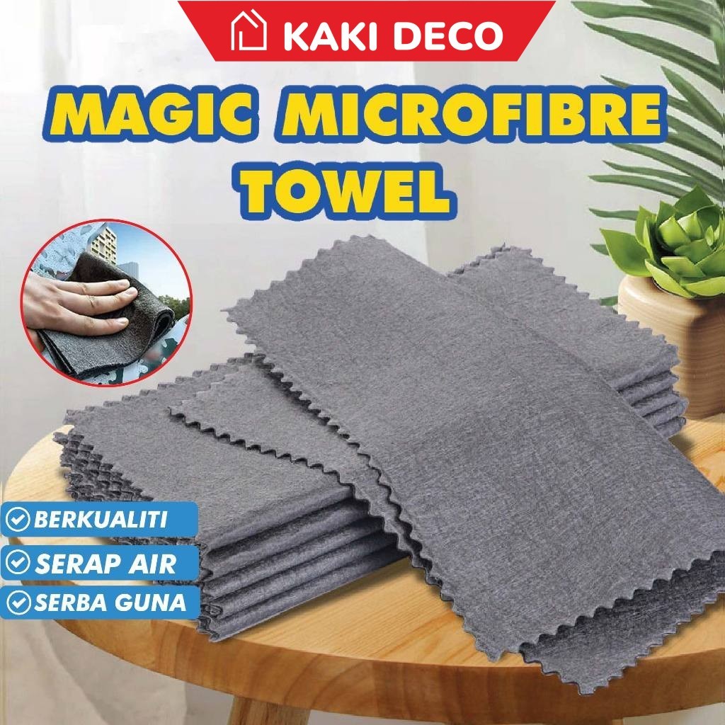 KakiDeco Magic Microfiber Cloth Glass Cleaning Mirror Car Wash Towel Cloth Pencuci Kaca Kereta Kain