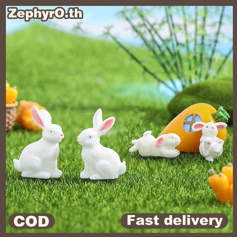 null New 1PC Cute Rabbit Easter Miniature Resin Craft Mini Bunny Ornament Fairy Garden Supplies Home Figurine Animal Garden Ornament null