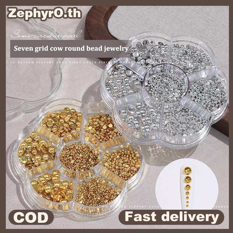 null 7 Grids Silver Gold Pearl Nail Art Decorations White Half Round Flat Bottom Mixed Size Nail Art Diy Accessories null