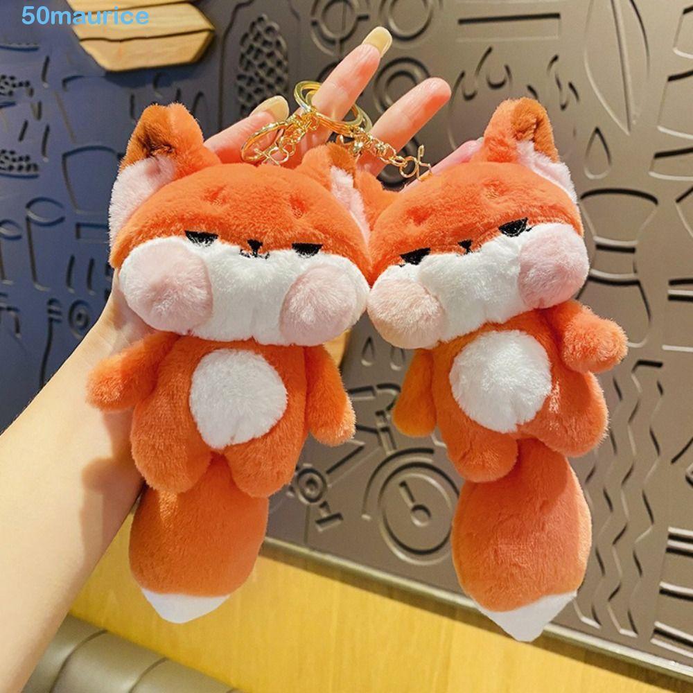 MAURICE Cartoon Big Tail Orange Car Keychain, Plush Soft Cute Mouth Toot Plush Key Chain, Animal Plush Doll Stuffed Ins Orange Cartoon Big Tail Doll Pendant Female Lady Girl