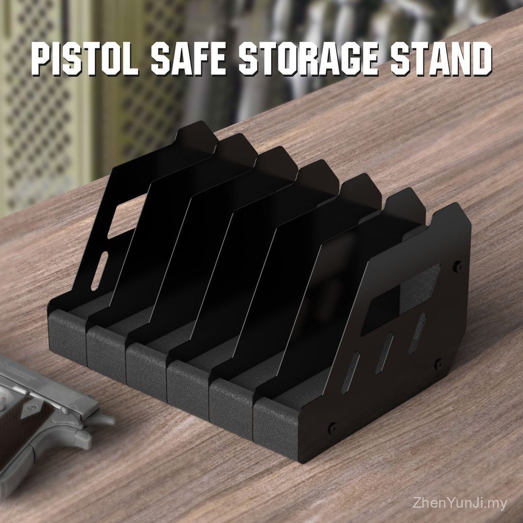 Carbon steel pistol display stand toy gun storage and organizing box with 6 gun stocks storage rack for shooting storage