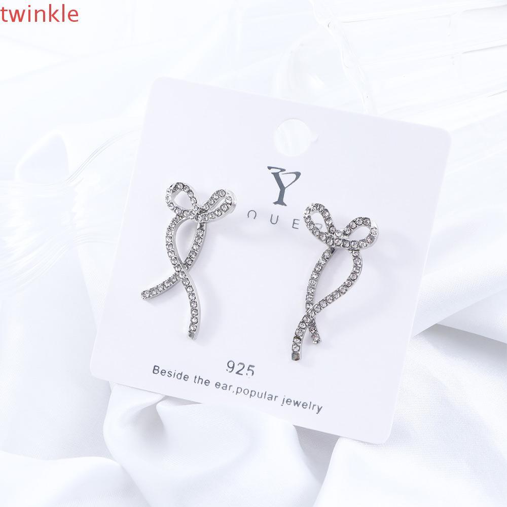 XINYUE Zircon Bow Earrings Diamond Bownot Removable Delicate Geometric Fashion Jewelry Crystal Drop Earrings Ribbon Bow Women Earrings