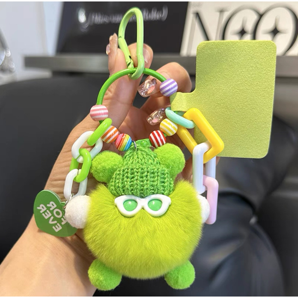 Dopamine Color Coal Ball Monster Plush Pendant - DIY Keychain Cute Bag & Phone Charm