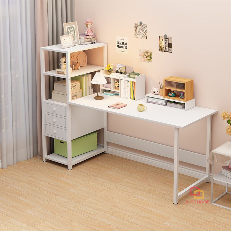 Modern Computer Desk With Drawer Study Table Home Office Student Desk With bookshelf Meja Belajar