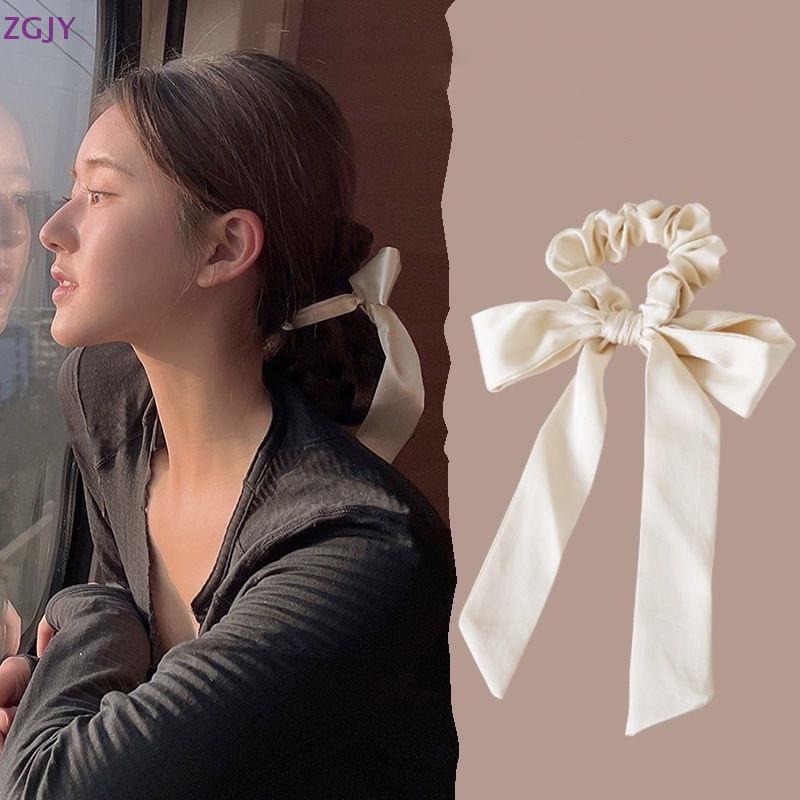 TEROKK Satin Large Intestine Sweet Hair Band Simple Bow Fashionable  Mourning Hair Rope NEW