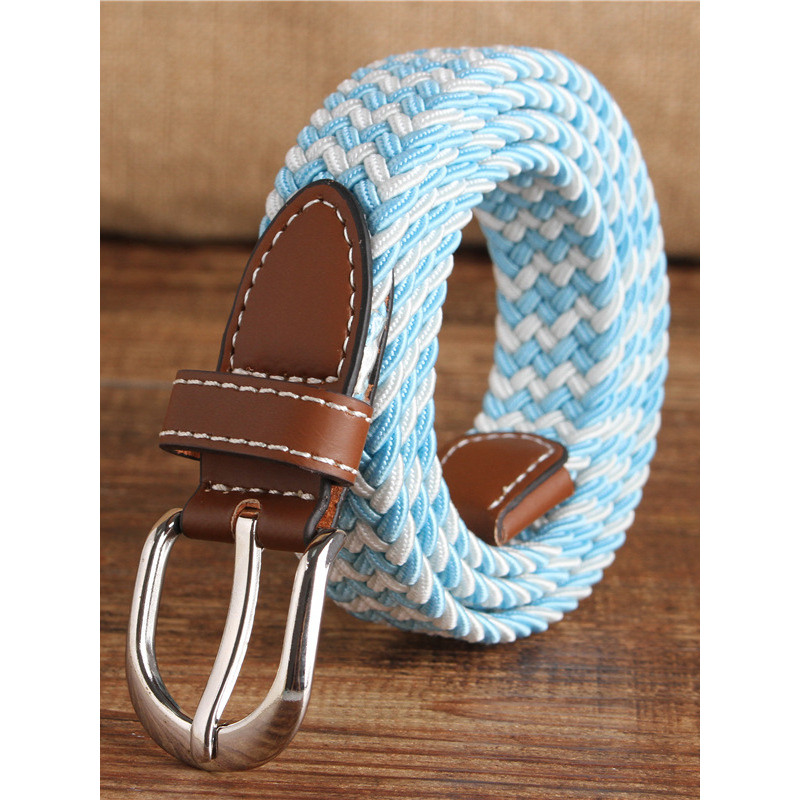 Ladies Narrow Version 2.5cm Elastic Elastic Canvas Belt Fashionable All-Match Pin Buckle Belt Multi-Color Optional