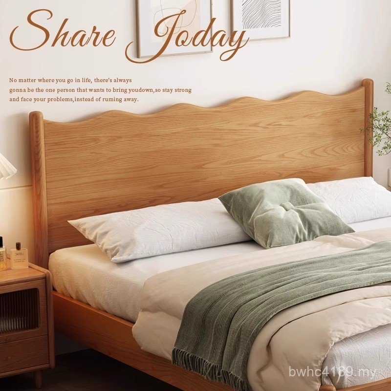 Log Nordic Real Single Bed Wooden 1.8m White Wax Simple Famous Bed Lanfeng Double Bed Bed Modern UTHM