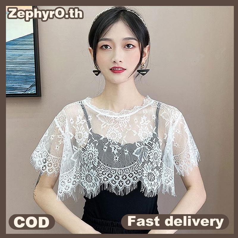 null Women Scarf Lace Lace Shawl White Bla Blouse Shoulders Scarf Fake Collar Cape Spring Autumn null