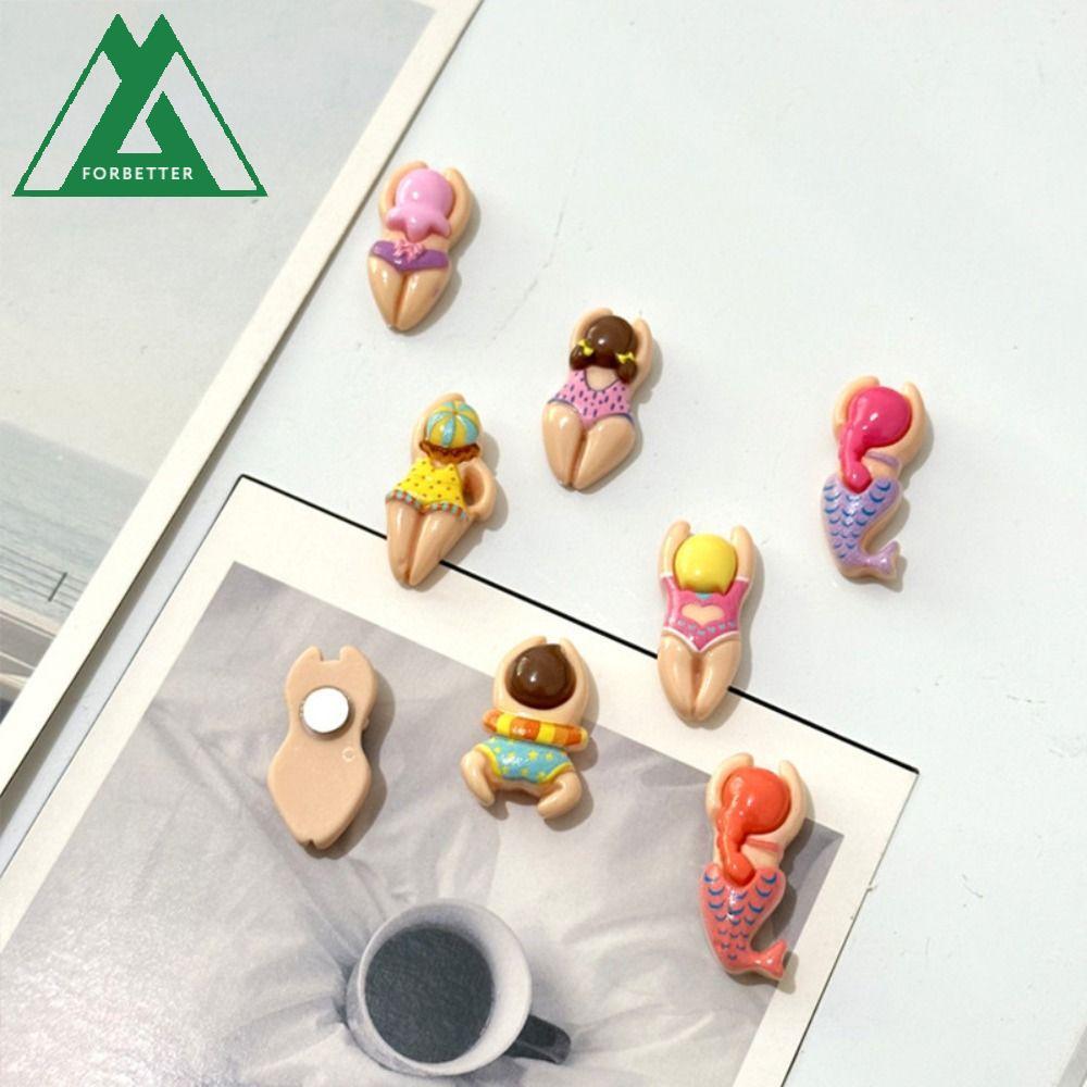 FORBETTER 11pcs Magnetic Fridge Sticker, Cute Cartoon 3D Refrigerator Stickers, Realistic Swimmers Mermaid Magnetic Resin Fridge Sticker Home Decor