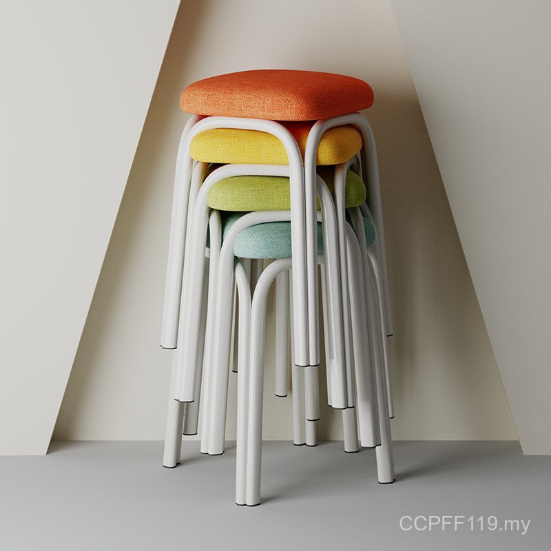Thick Stool Fashion Dining Table Modern Simple Small Chair High Stool Household Rubber Restaurant Square Stool Plastic Creative Living Room KRX1