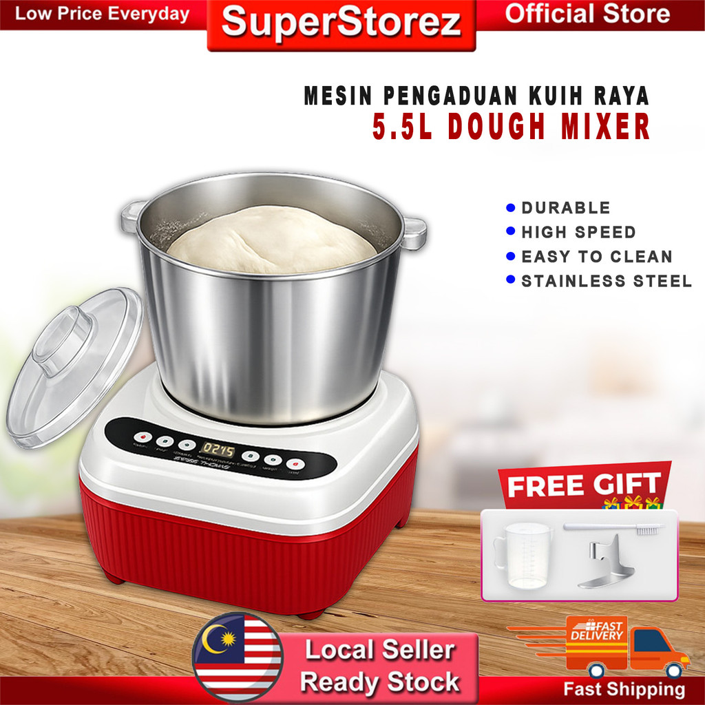Superstore 5.5L Electric Dough Mixer Machine Stand Mixer Food Dough Mixer Machine Bakery Tepung Mesin (Mesin Pengadun)