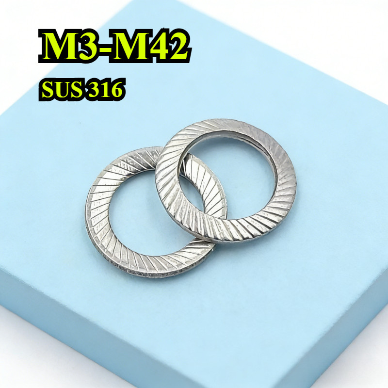 【ZQ-R1】A4 Double Stack Self-Locking Anti-Loose Gasket 316 Stainless Steel Bite Gasket M3/M4/M5/M6/M8/M10/M12-M42