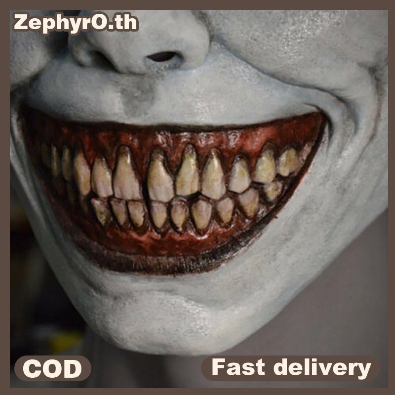 null Smile Exorcism Halloween Ghost Mask Festival Bar Masquerade Haunted House Horror Mask Role Play Smile White Face White Eye Mask null