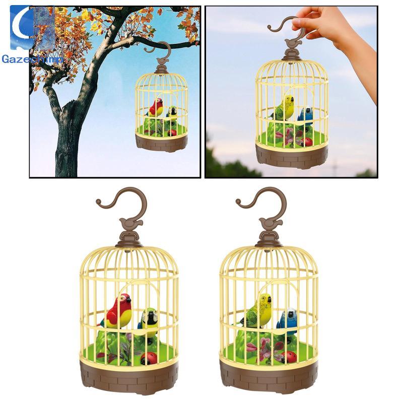 [Gazechimp] Chirping Bird in Cage Bird Swing Toy Realistic Control Birdcage Singing Desktop Display Singing Bird for Home Office Kids