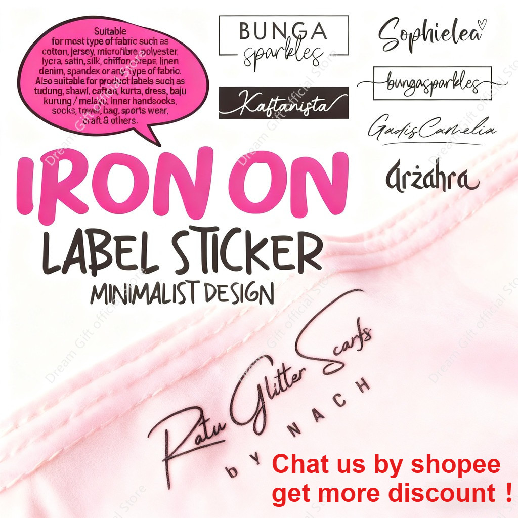 Custom Iron-On Hijab Labels – Washable & Waterproof Fabric Name Stickers for Scarves, Shawls & Handsocks
