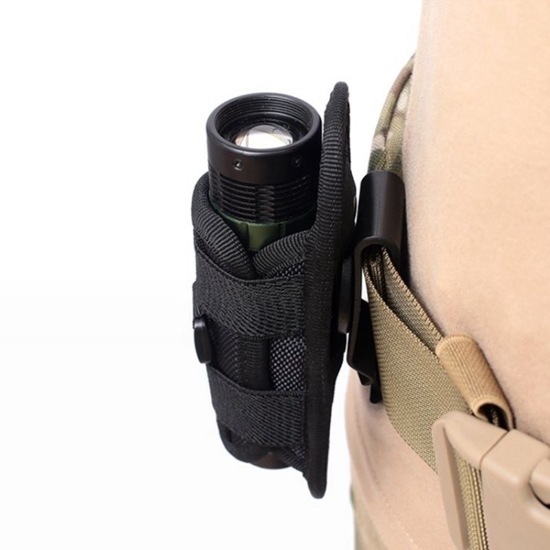 Portable Flashlight Case 360 Rotating Flashlight Bag Tool Bag Tactical Backpack Accessory Waist Hanging Quick Pull Case Outdoor
