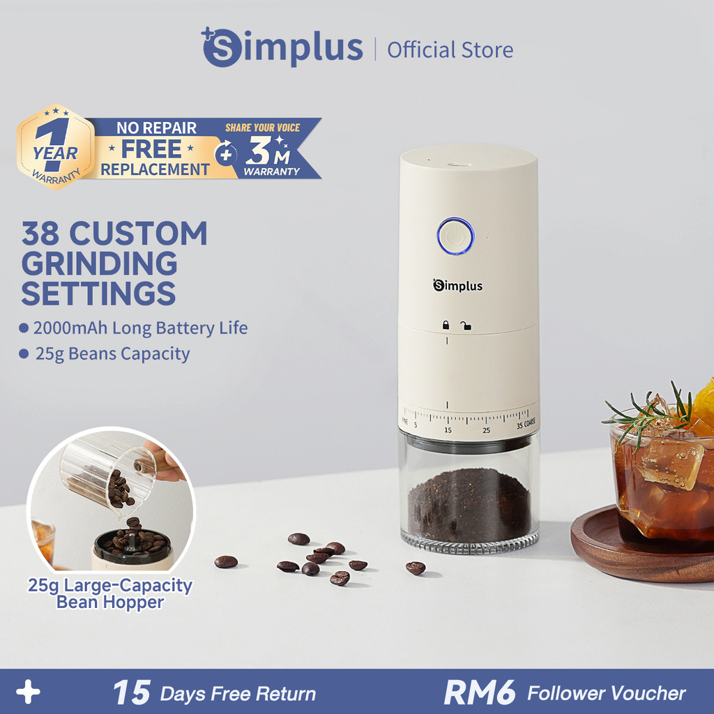 【New Launch】Simplus Electric Coffee Grinder丨Home Smart Grinder 丨38 Adjustable Grind Settings丨Detachable MDJH005
