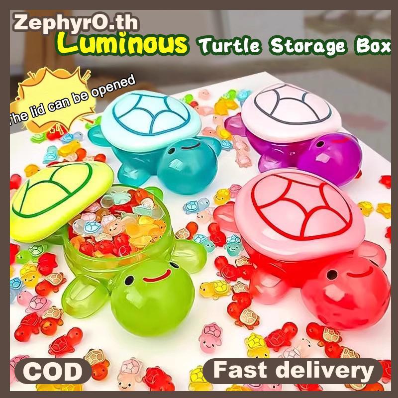 null Cute Cartoon Luminous Turtle Storage Box Home Decor Resin Crafts Glowing Small Turtle Toy Storage Case Ornaments Decoration null