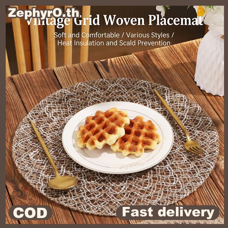 null Hand-Woven Jute Round Placemats, 15 Inch Heat-Resistant Non-Slip Table Mats For Farmhouse Boho Dining Decor null