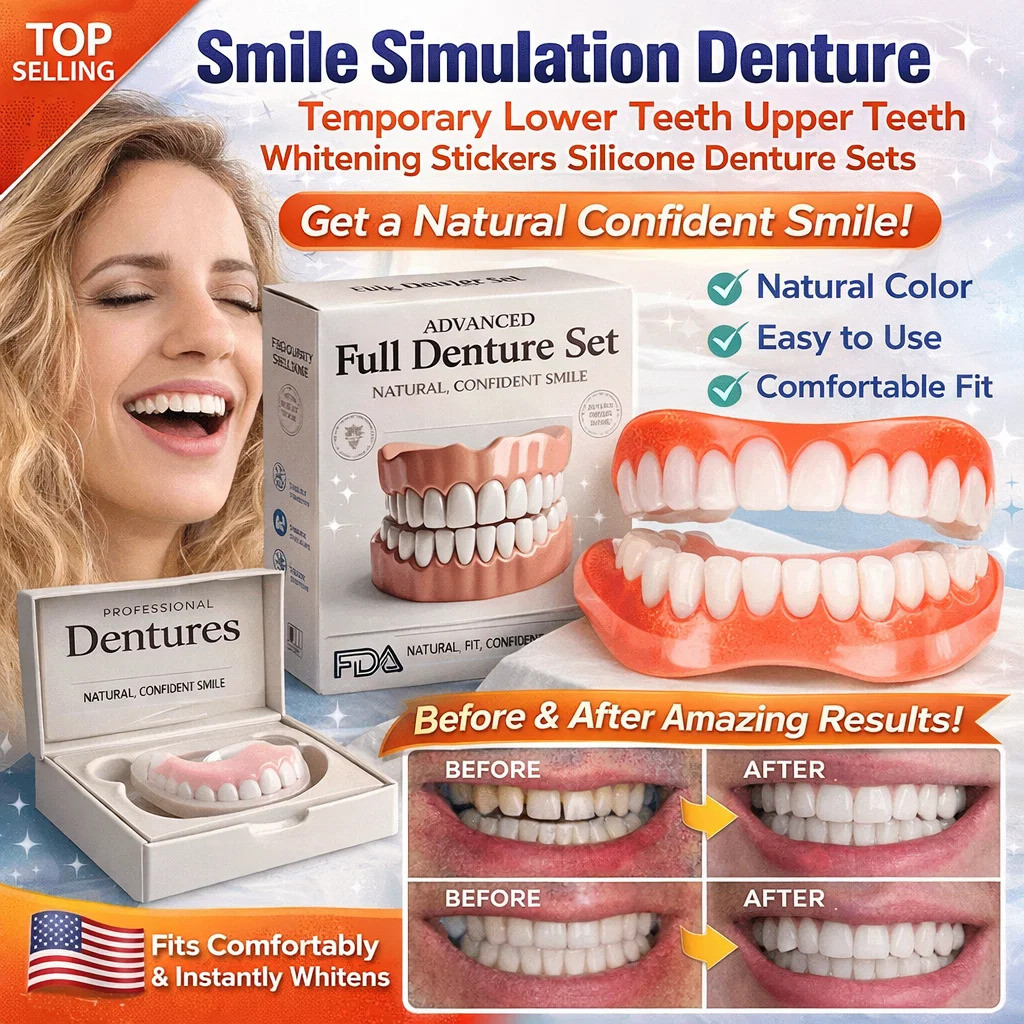 😁Dental Restoration Kit😁 Adjustable Snap-on Dentures / Comfortable Material Dentures / Dental Cosmetic Styling Kit / Enhances Smile Aesthetics / Antibacterial / Gum Care😁硅胶仿真临时假牙套