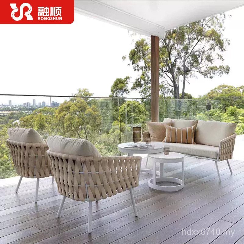 Outdoor Courtyard Terrace Combination Coffee Table Hotel Sofa Furniture Sunscreen Sofa Waterproof Balcony Villa Sofa Chair TOFJ