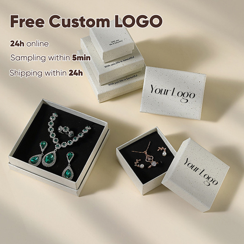 1Pcs Free Custom Jewelry Box Ring Earrings Bracelets Necklace Organizer Storage Paper Jewelry Gift Packaging Box Wedding Proposal