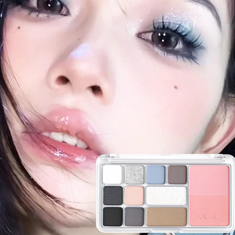 12 Colors Eyeshadow Palette Matte Pearlescent Eyeshadow Brightening Eye Glitter Palette Brown V6