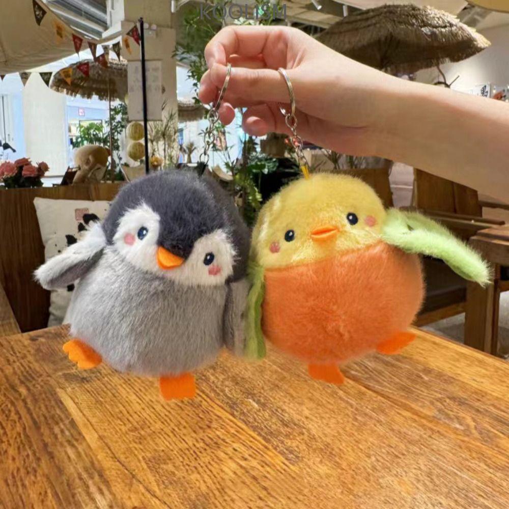 KOOLISM Bird Plush Keychain, Cute Animal Sparrow Parrot Plush Doll, Backpack Simulation Realistic Kawaii Furry Birds Keyrings Boys And Girls