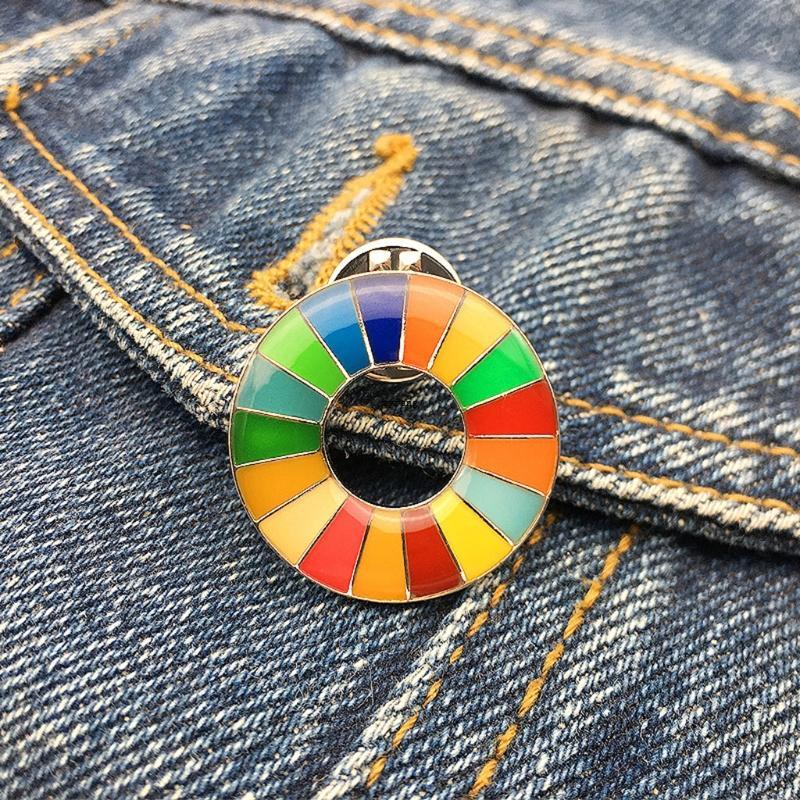 MG The Sustainable Development Goals Brooch United Nations SDGs Rainbow Pin Badge Medal Representative Brooch Jewelry