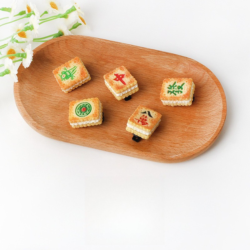 MAUROPOLI Fun Cream Sandwich Mahjong Biscuit Side Clip Girl Side Bangs Broken Hair Clip Cute Hair Accessories Sweet Head Accessories