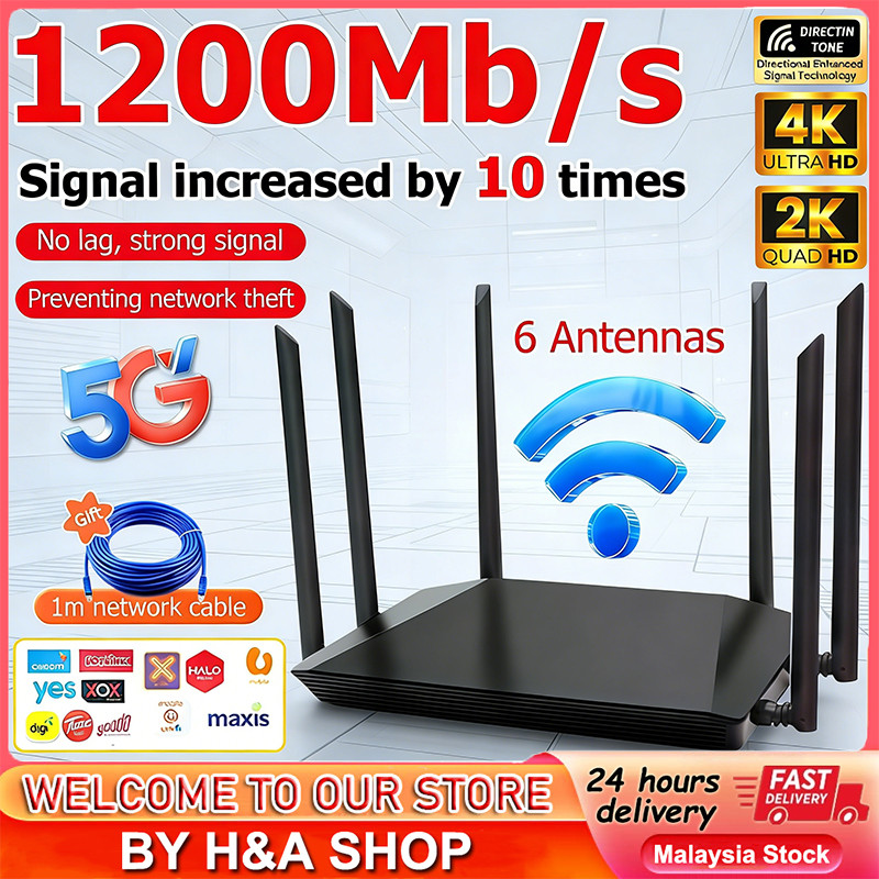 5G WiFi Router 1200mps WiFi 6 Modem Dual Core High Penetration 800M Coverage Strong Signal Unlimited Broadband Hotspot 