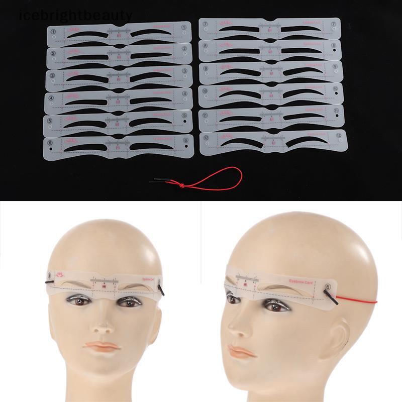 Brightbeauty 12Pcs Silicone Eyebrow Stencils Makeup Eyebrow Drawing Guide Card Template DIY Makeup Accessories NAY