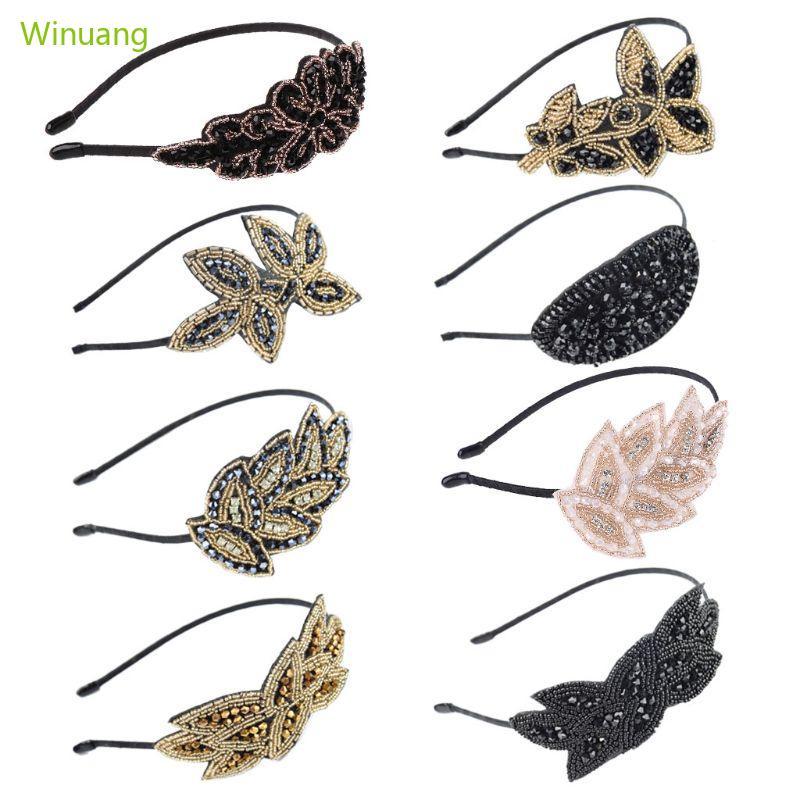 Winu Ladies Girl Vintage 1920s Inspired Metal Alloy Headband Beaded Flapper Faux Crys