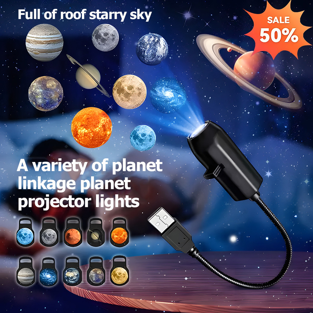 10PCS Planet Moon Projector Night Light Star Projector Bedroom Atmosphere Decoration Lamp Sleeping Light