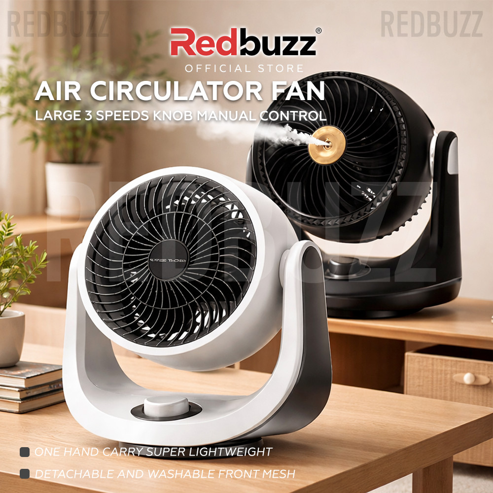 REDBUZZ 3 Portable Speeds Table Fan Wide Angle Air Circulator Fan 80W Strong Wind Kipas Angin Udara Low Noise Fan 风扇