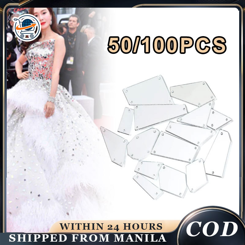 50/100pcs Shape Sewing Acrylic Mirror FlatBack DIY Rhinestones for Evening Dresses