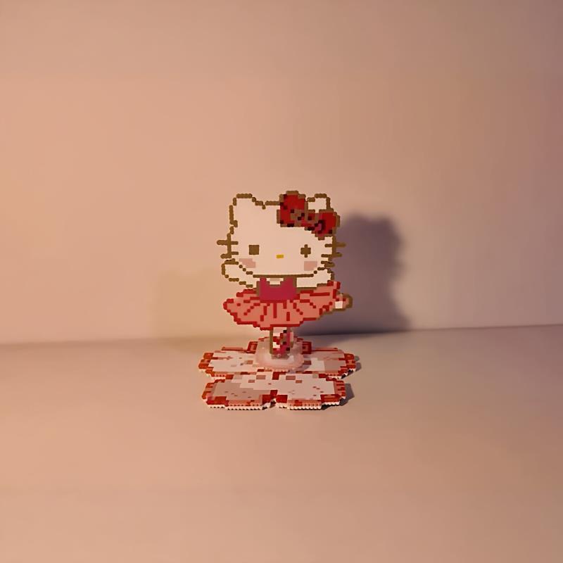 【送图纸】旋转芭蕾舞哈喽Kitty拼豆旋转轴承手工自制diy拼豆工具3.17【Includes Blueprints】Rotating Ballet Hello Kitty Bead Maze with Rotating Bearing, DIY Handmade Bead Maze Tool 3.17