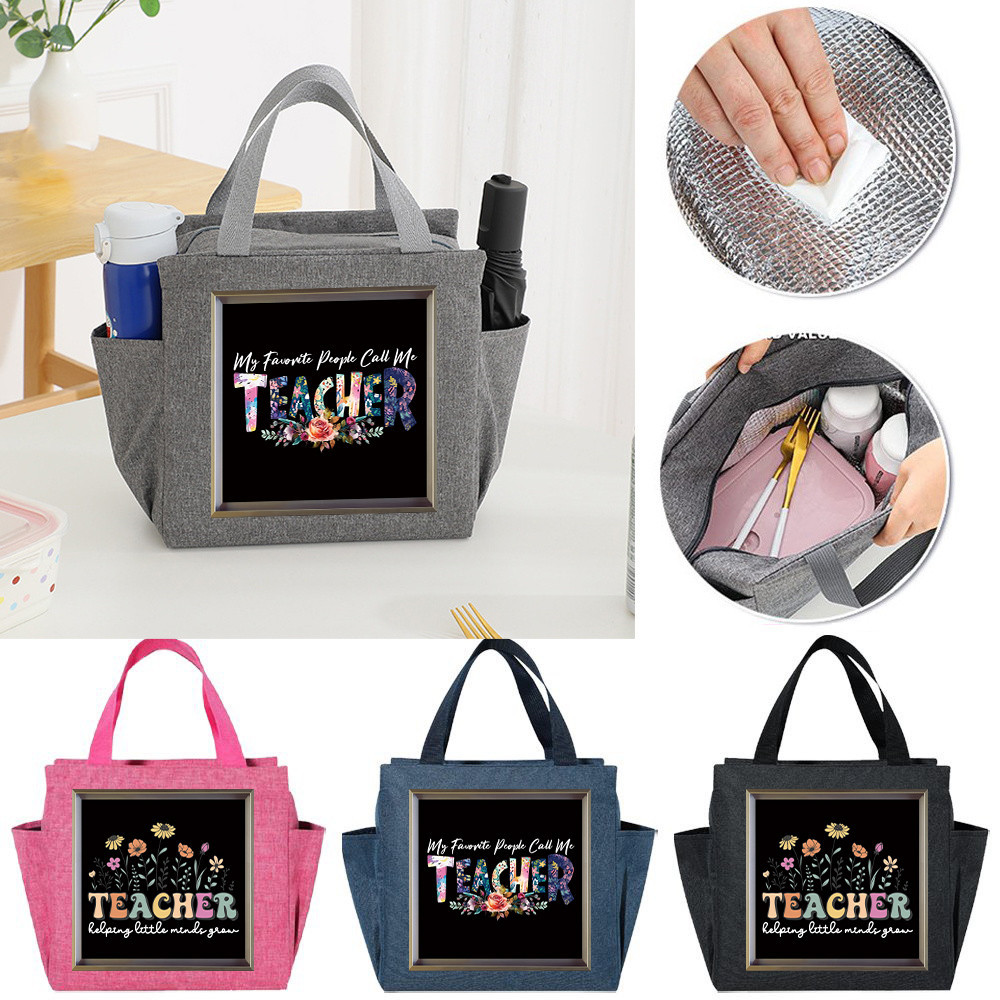 New Teacher's Day gift Large Insulated Canvas Lunch Tote Multicolor Assorted Thermal Cooler Bag Picnic Beach Cooler