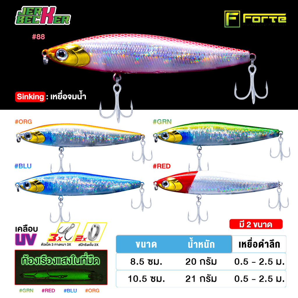 Fishing Bait Uv Coating JerkBecker Model Size 8.5cm/10.5cm Weight 20g/21g