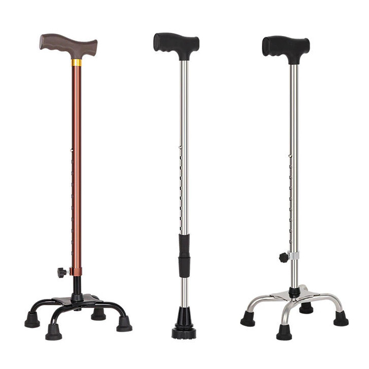 EngHong Stainless Steel Walking Stick Quad Cane, Tongkat 4 Kaki, 4 foot Walking Aid 4脚拐杖, stainless steel walking aid