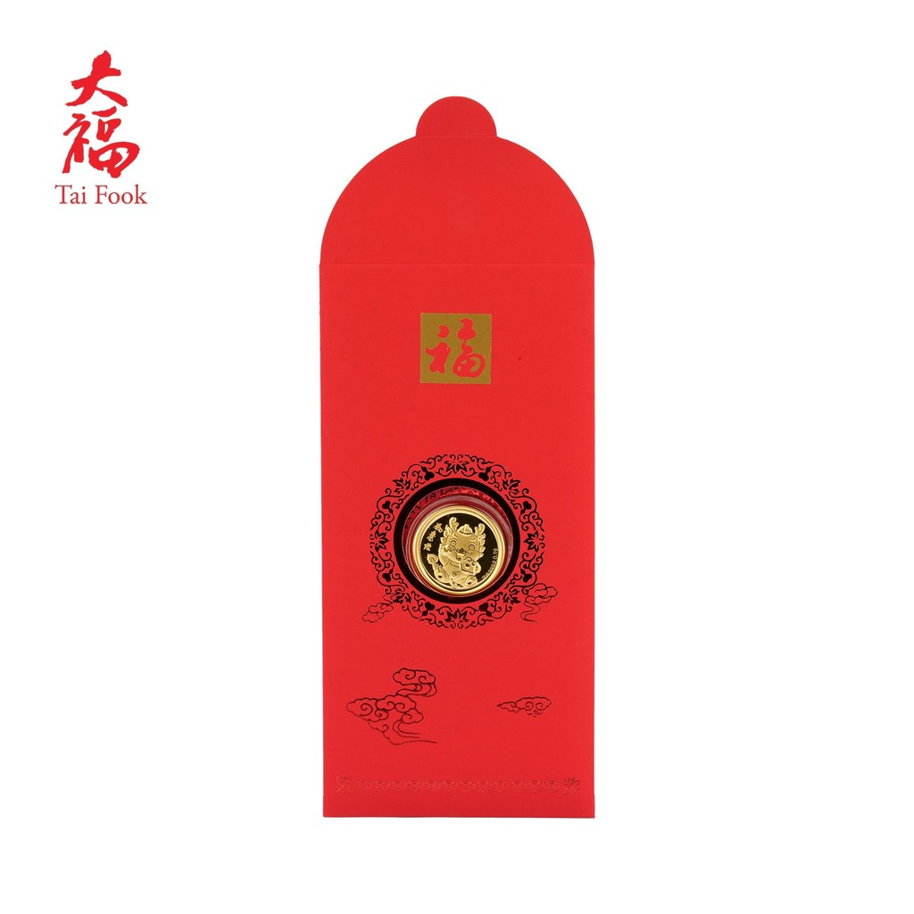 999/24K Gold Bar Red Packet - Ruyi Dragon of Luck Coin PGJC180081