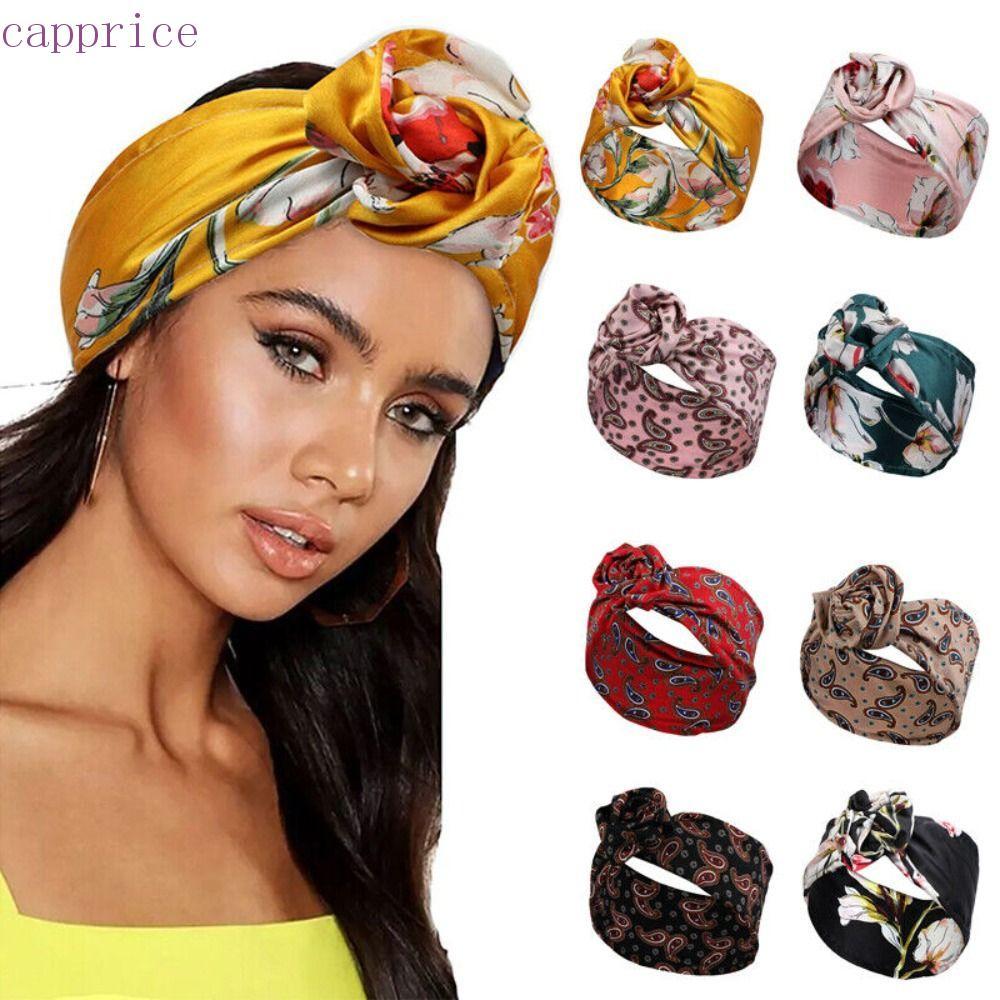 CAPPRICE Hair Band, Metal Wire Floral Wire Headbands, High Quality Cloth Fabric Headwear Girl