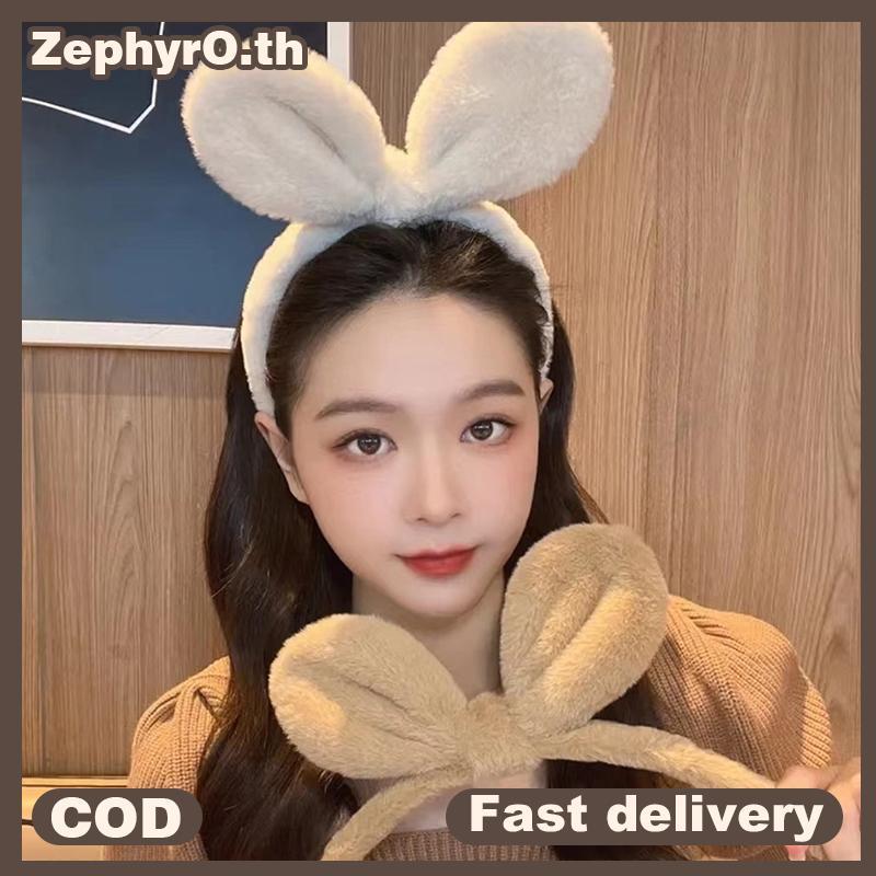 null New Rabbit Ear Plush  Women Solid Color Plush Hairband Hair Hoop Girls Fashion Makeup Hair Accessories null