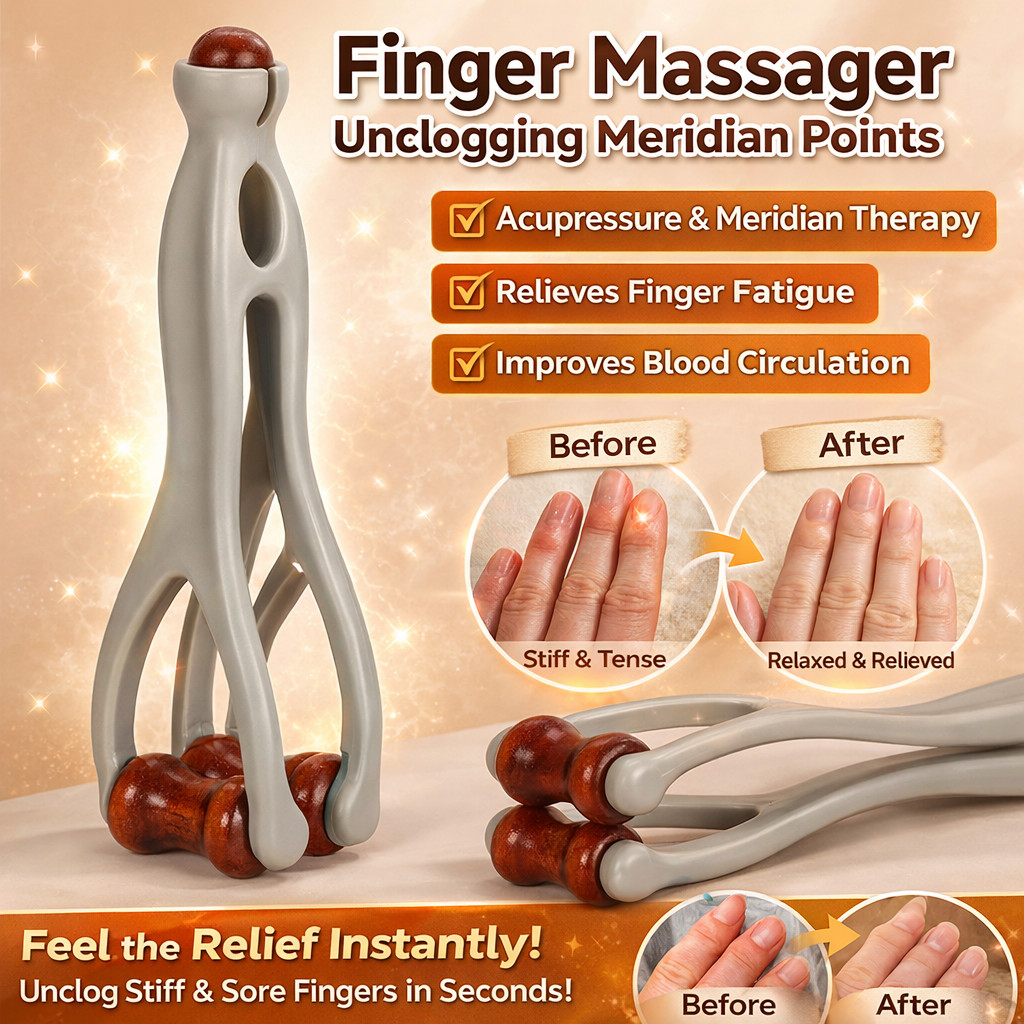 Beli1 Percuma3✨【Relaxes Muscles/Relieves Finger Pain】New Style Solid Wood Multi-functional Finger Massager 原木手指按摩器 Roller Meridian Massage Stick / Portable Kneading Finger Massage Clip/Unblocks Meridians Hand Care Device Health Wellness Alat urut jari