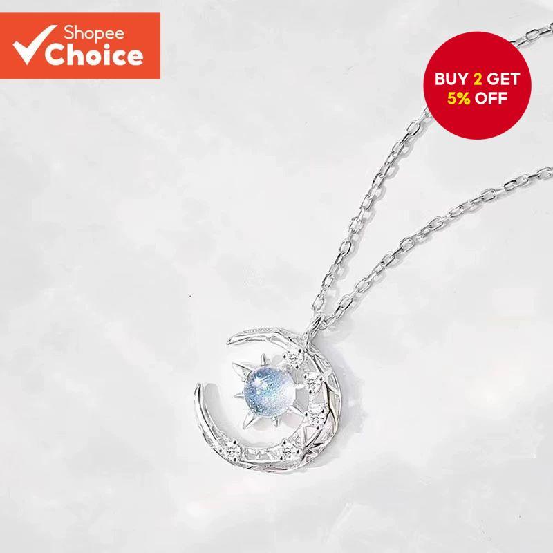 Starry Moon Pendant Necklace for Women Luxury Celestial Chain Birthday Gift