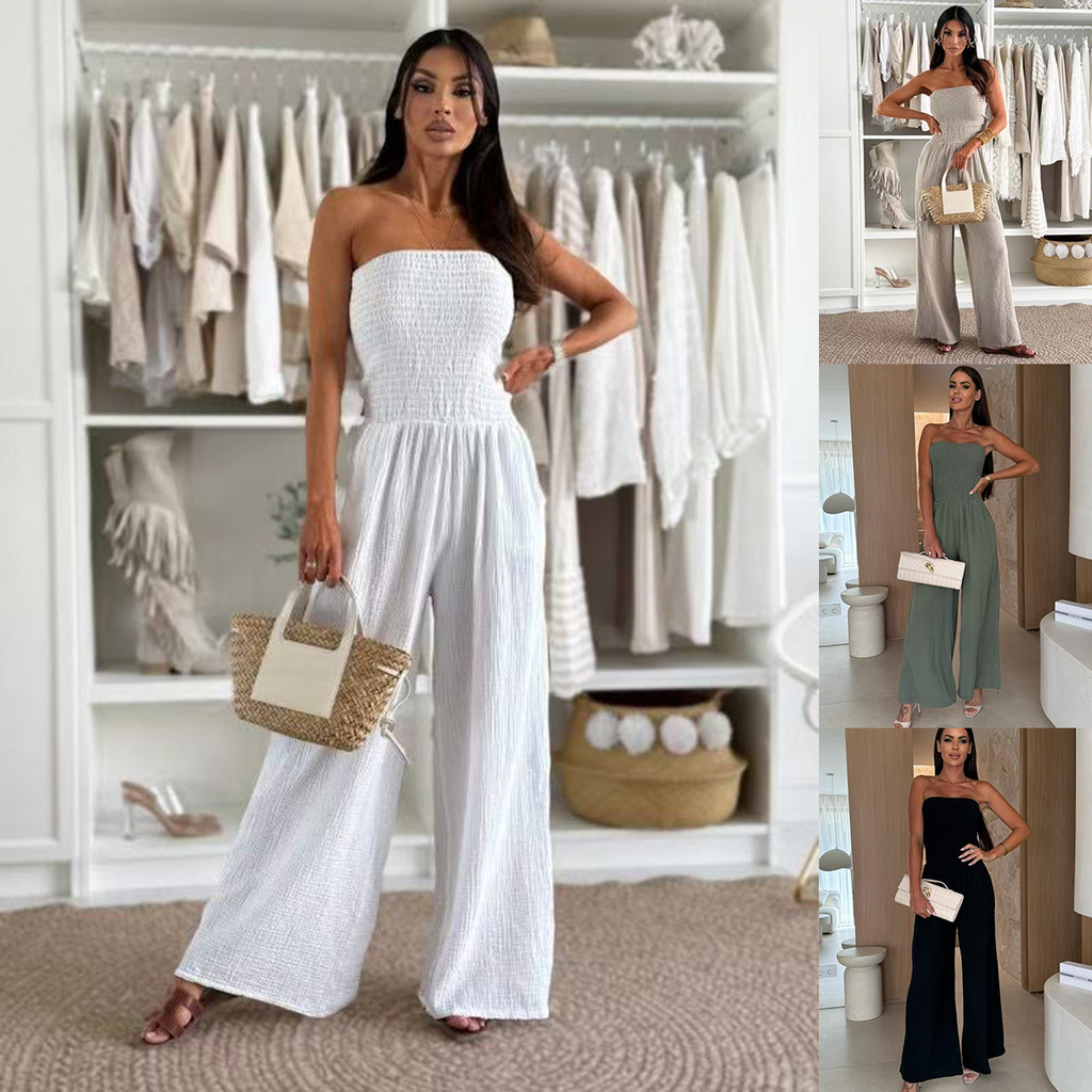 Women's Strapless Jumpsuit | Lightweight for Beach & Office Wear | Trendy Vacation Style