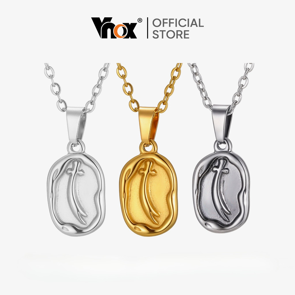 Vnox 18k Gold Zoleferka Sword Pendant Necklace for Men, Islamic Faith Courage Justice Talisman Jewelry Gift